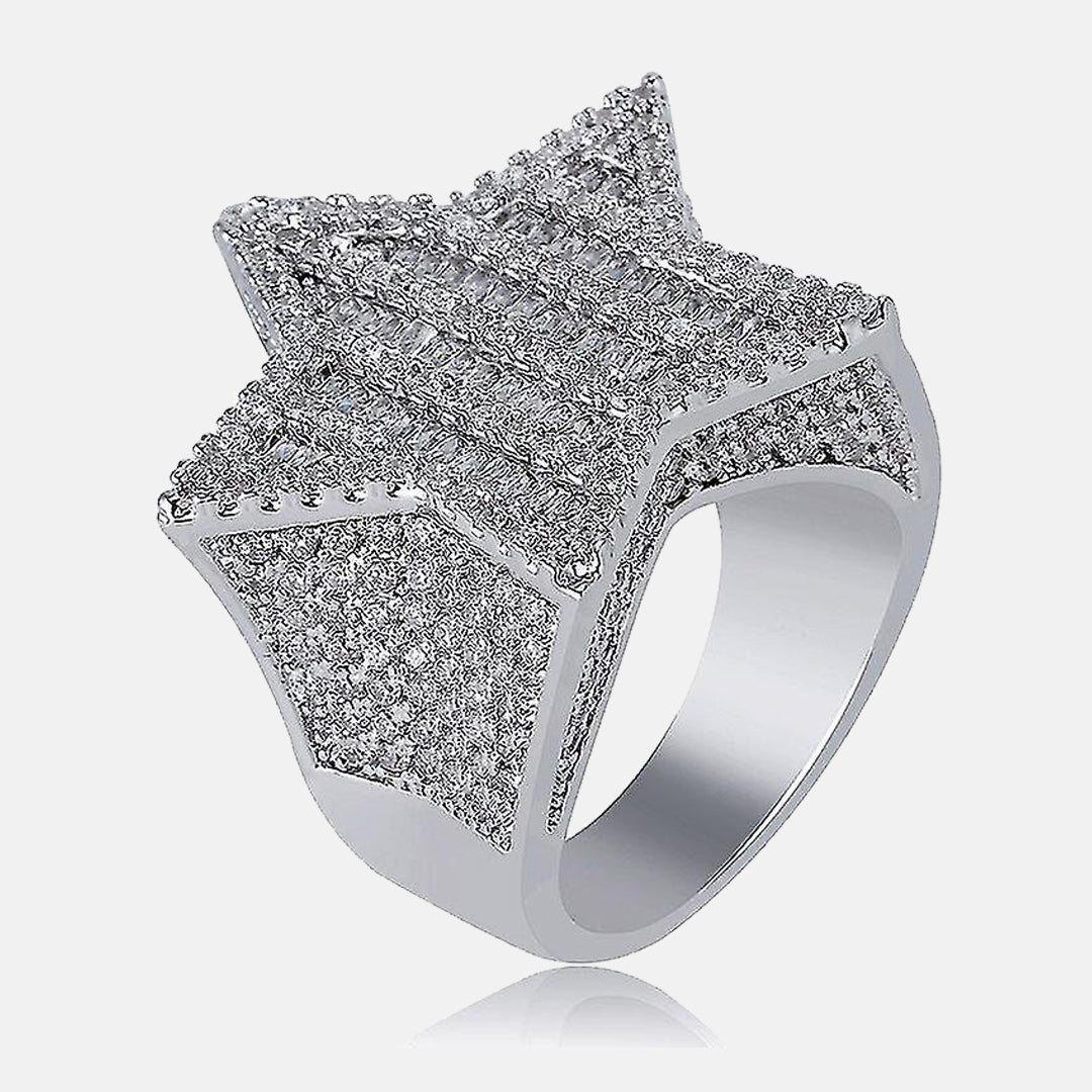 Iced Star Ring VVS Baguette Moissanite