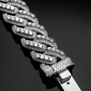 18mm Raised Pointers Pave Cuban Bracelet VVS Moissanite 925 Silver