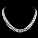 Silver moissanite chain necklace on a black background