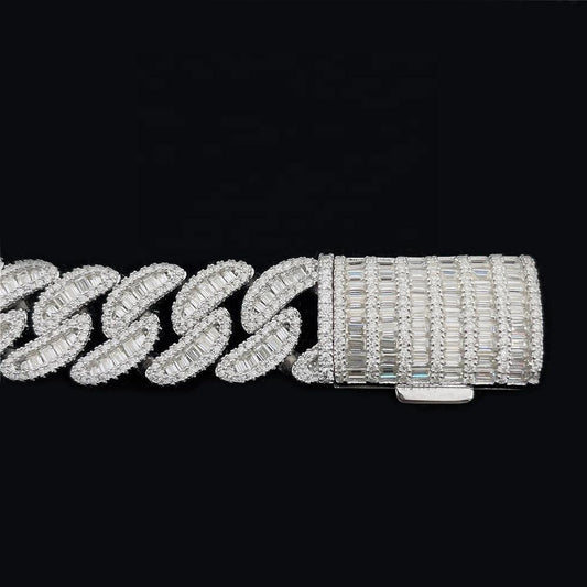 18mm Baguette Bracelet VVS Moissanite 925 Silver