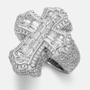 Moissanite cross ring in silver