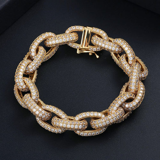 Gold Moissanite Belcher Bracelet