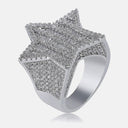 Iced out moissanite baguette star ring