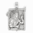 silver custom Native American pendant white background