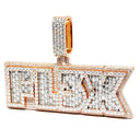 Diamond-encrusted 'HOLLYWOOD' pendant on a white background