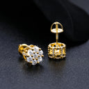 100k gems gold screw back cluster earrings for men an women