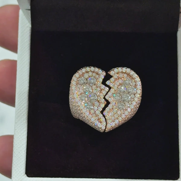 broken heart diamond ring iced out