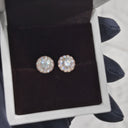 Round Pavé Halo Stud Earrings